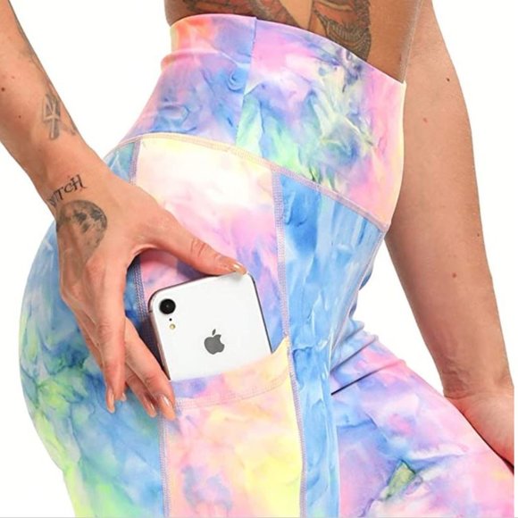 NWOT rainbow tie tye booty scrunch leggings S - Picture 4 of 4